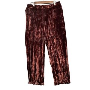 Liz Claiborne Vintage Crushed Velvet Wide Leg Pants Merlot Women's Size 12